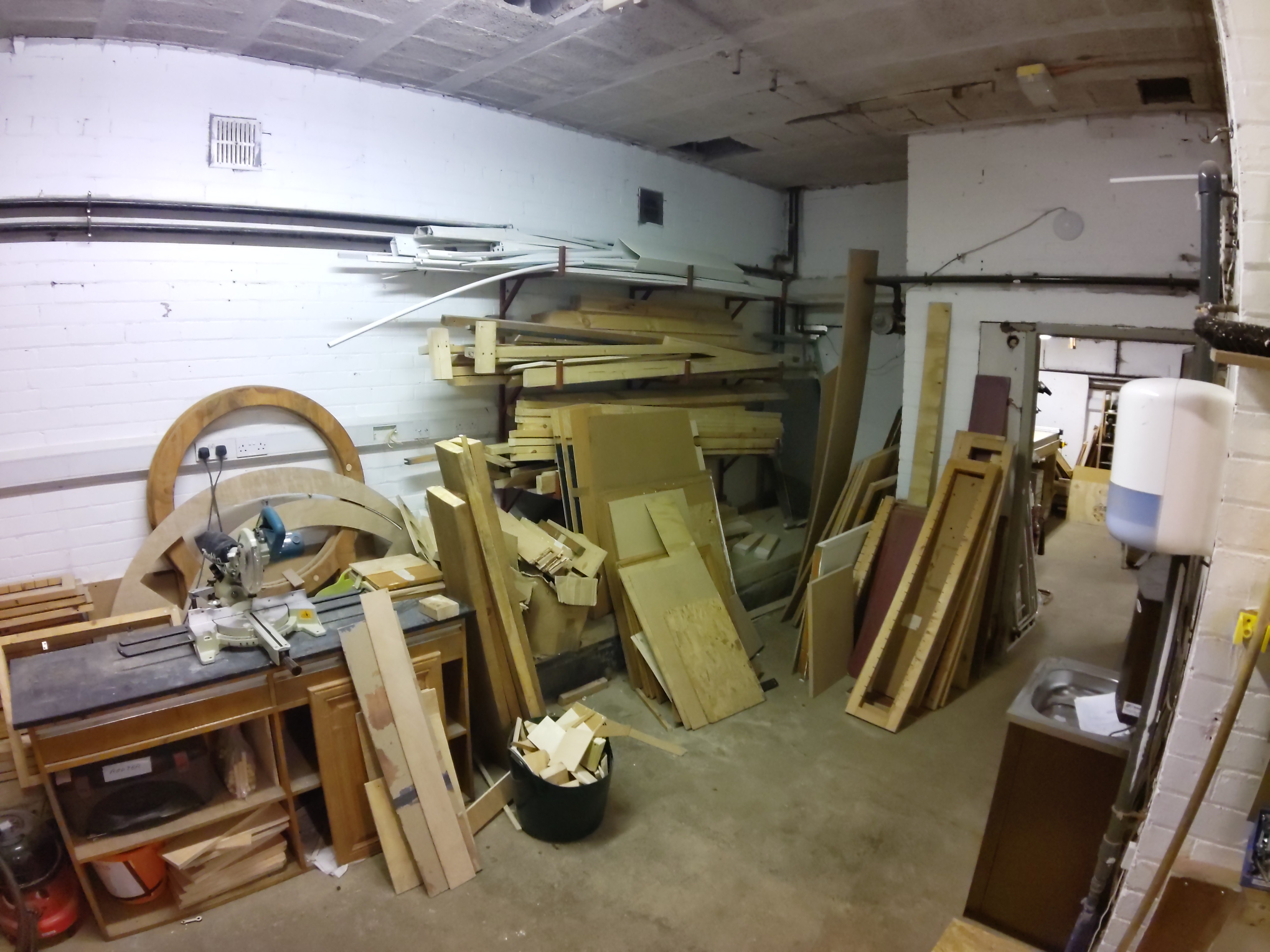 Wood and pipe storage area